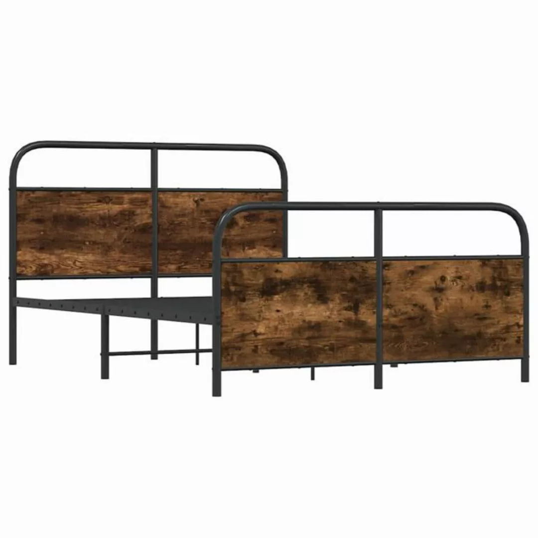 vidaXL Bett Metallbett ohne Matratze Räuchereiche 140x190 cm günstig online kaufen