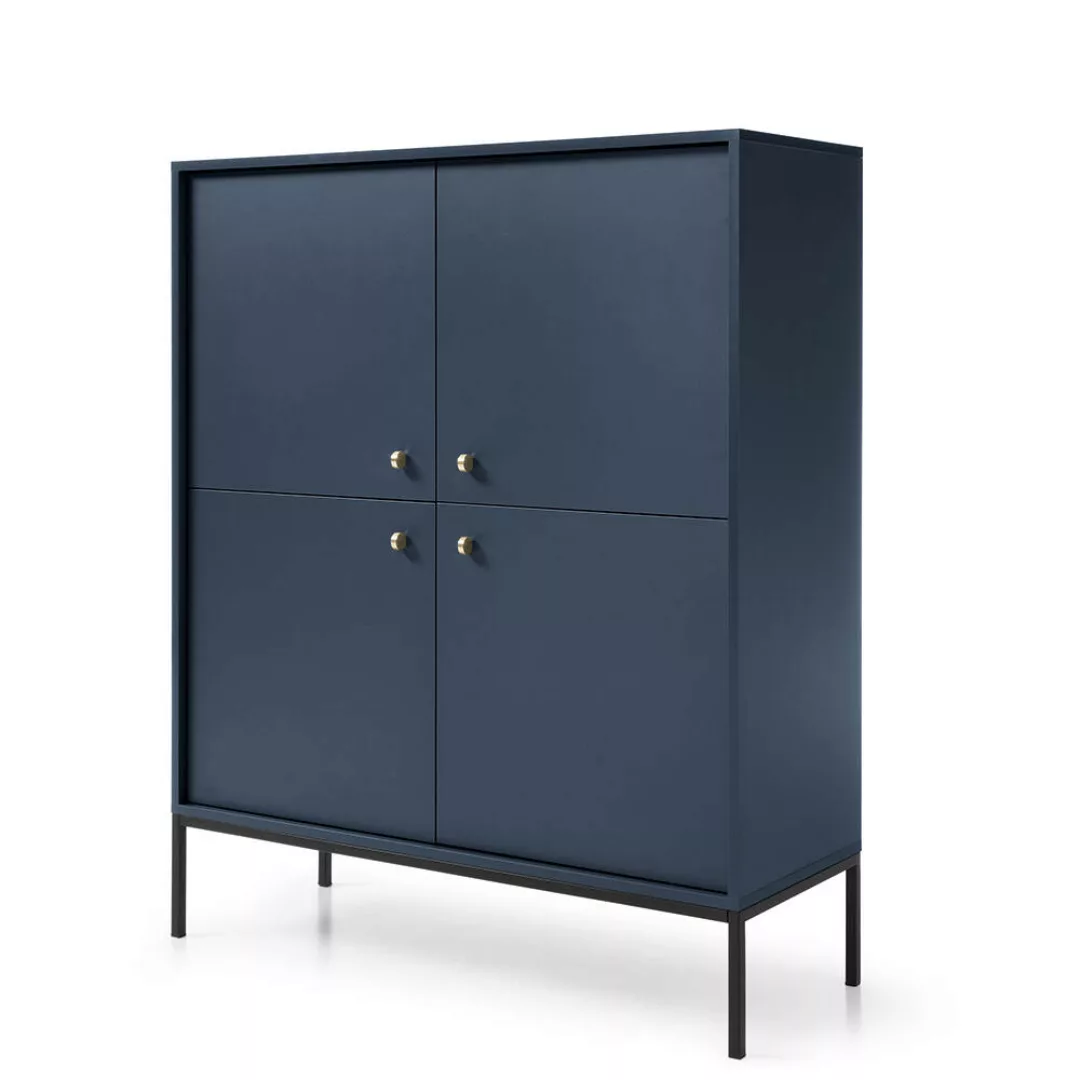 Highboard in blau, Fußgestell schwarz, MALAGA-160 günstig online kaufen