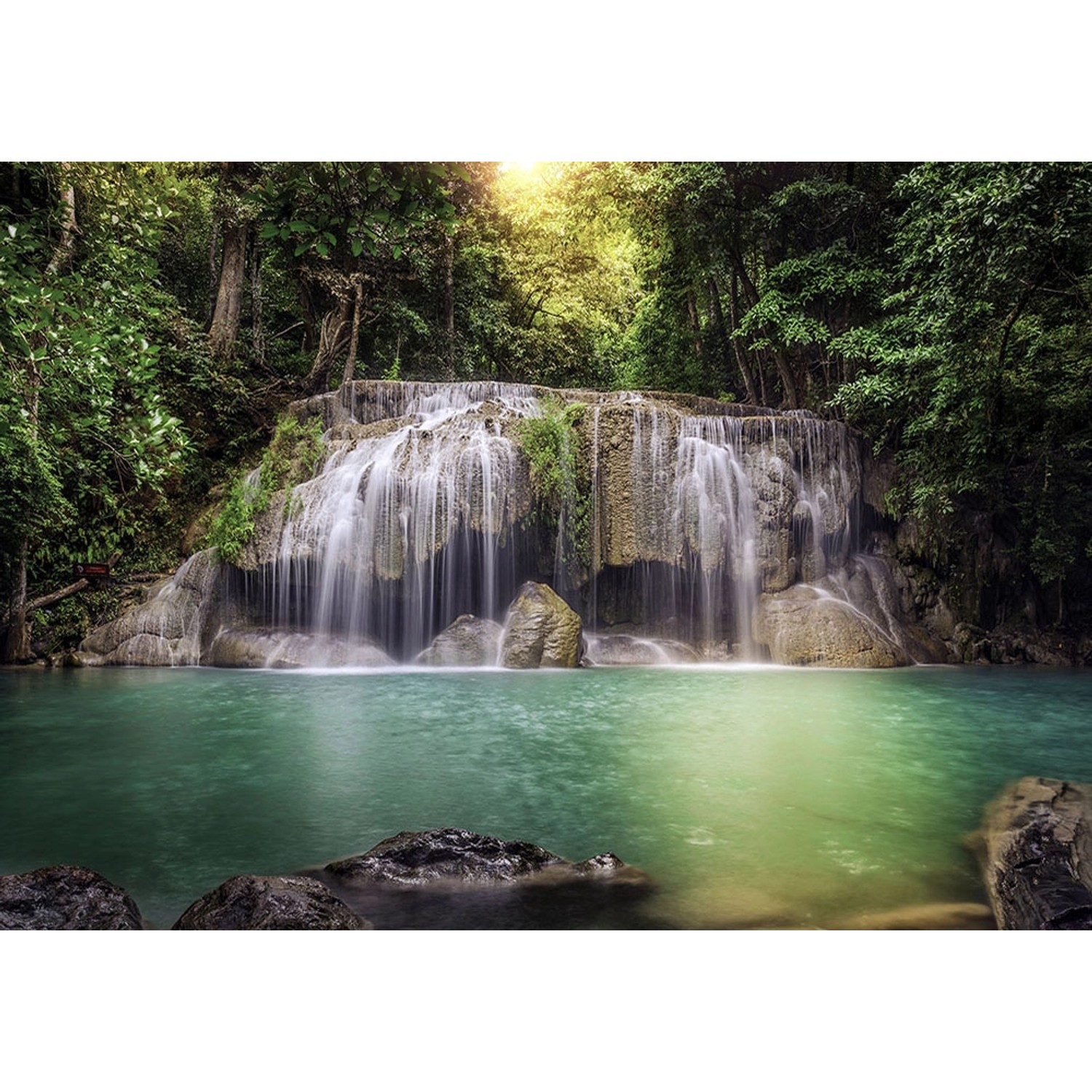 Sanders & Sanders Fototapete Wasserfall Grün und Braun 360 x 254 cm 600400 günstig online kaufen