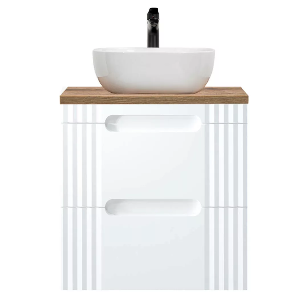 60cm Waschtischunterschrank mit Aufsatzwaschbecken FAIRFIELD-56 weiß mit Ei günstig online kaufen