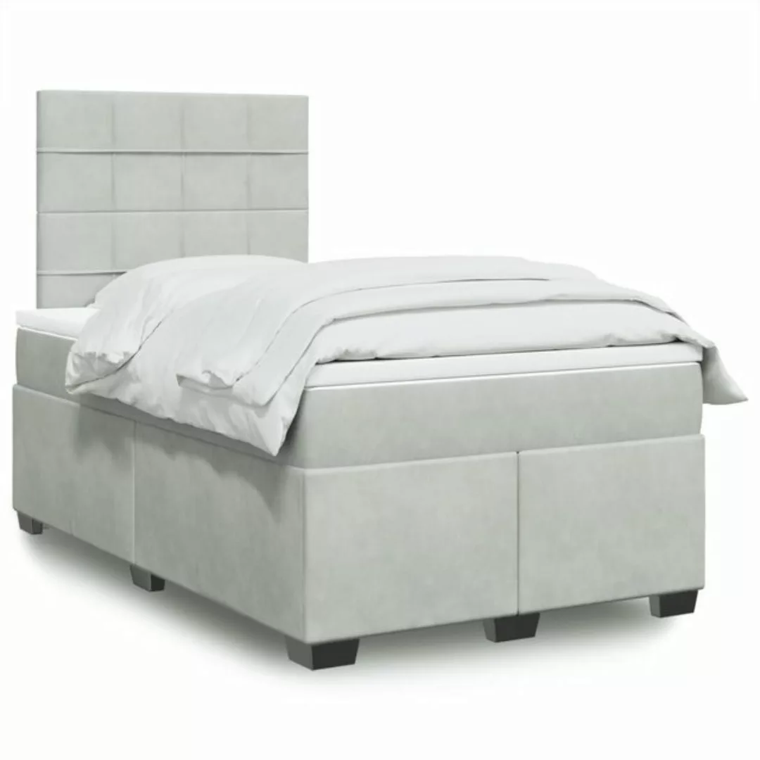 vidaXL Bettgestell Boxspringbett mit Matratze Hellgrau 120x200 cm Samt Bett günstig online kaufen