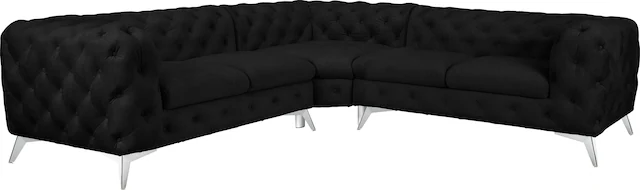 Leonique Chesterfield-Sofa »Ecksofa GLYNIS L-Form mit Wellenunterfederung, günstig online kaufen