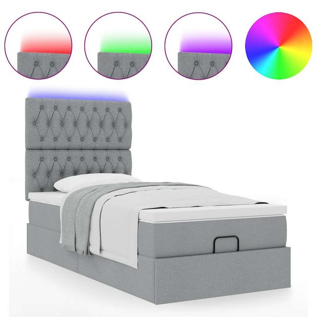 vidaXL Bett Ottoman-Bett mit Matratze & LEDs Hellgrau 80x200 cm Stoff günstig online kaufen