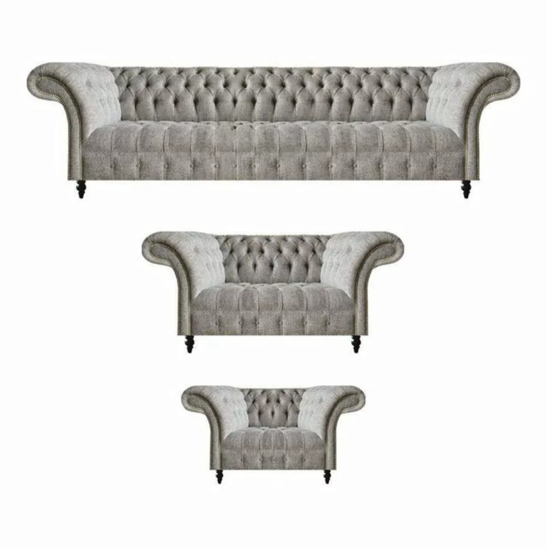 JVmoebel Chesterfield-Sofa Design Möbel Set 3tlg Komplett Chesterfield Sofa günstig online kaufen