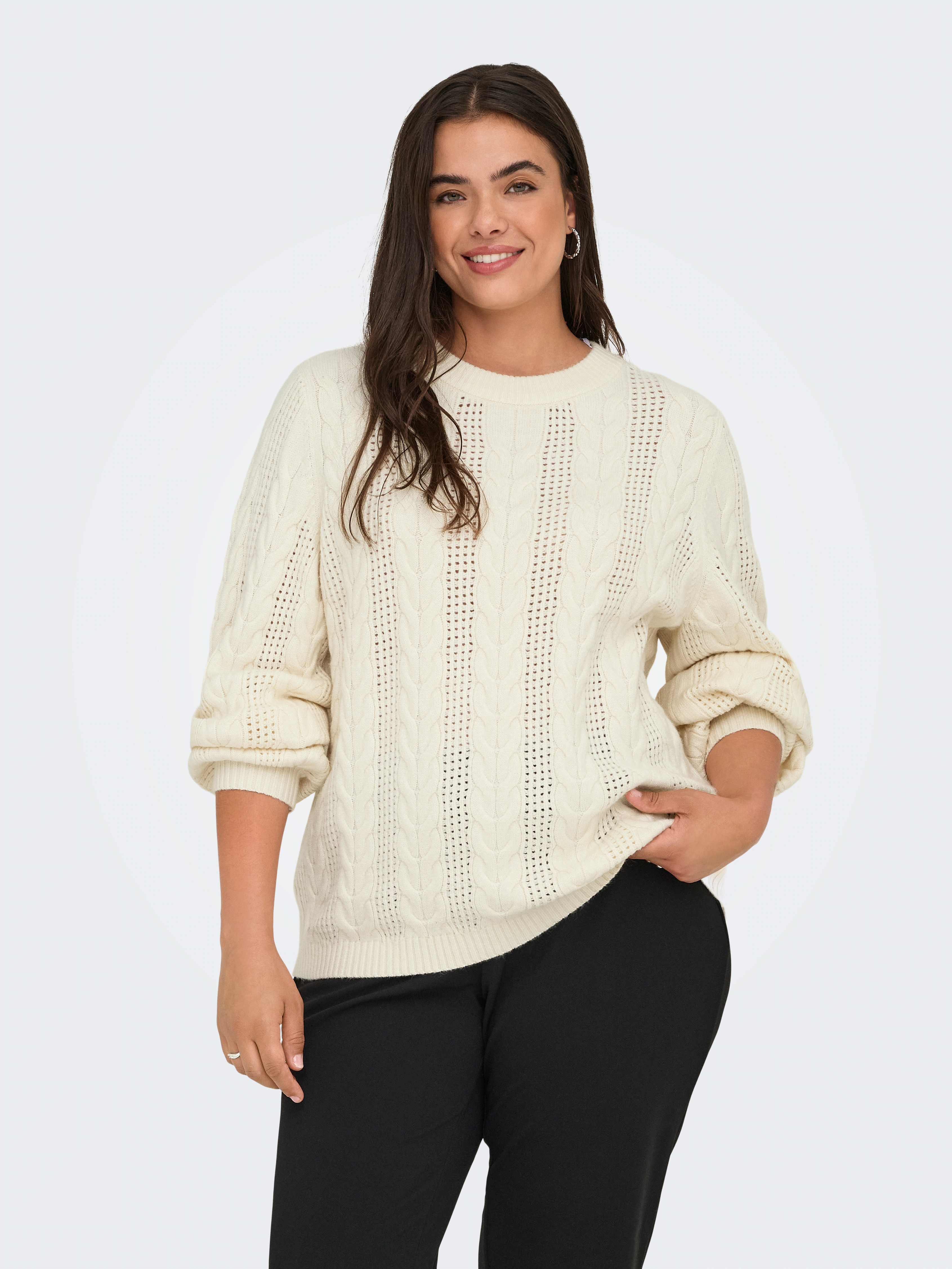 ONLY CARMAKOMA Strickpullover "CARRUBINA LS CABLE O-NECK KNT NOOS" günstig online kaufen