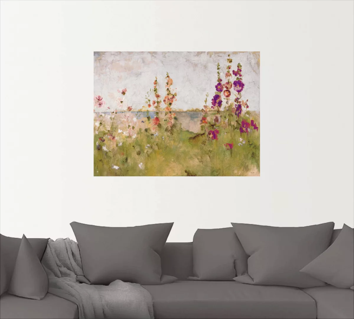 Artland Wandbild »Stockrosen am Meer«, Blumen, (1 St.), als Leinwandbild, P günstig online kaufen