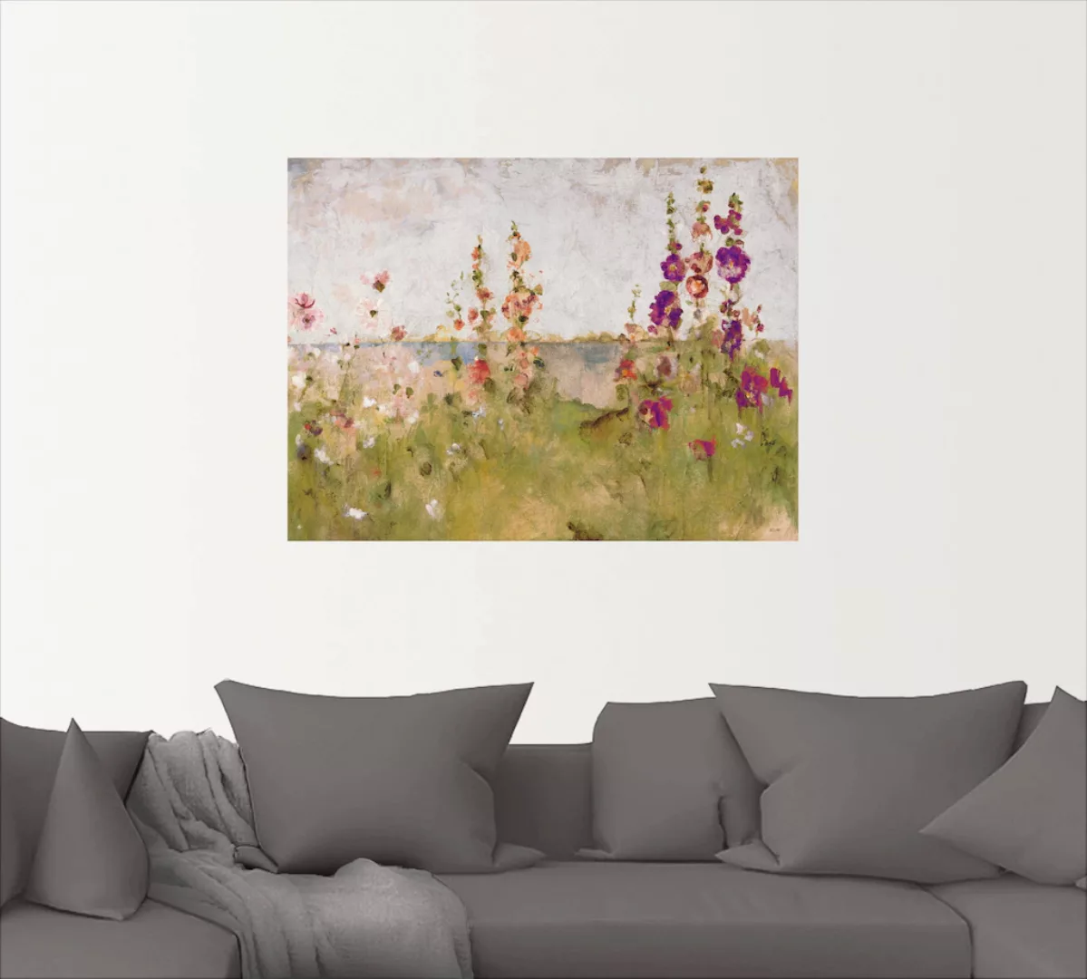 Artland Wandbild "Stockrosen am Meer", Blumen, (1 St.), als Leinwandbild, P günstig online kaufen