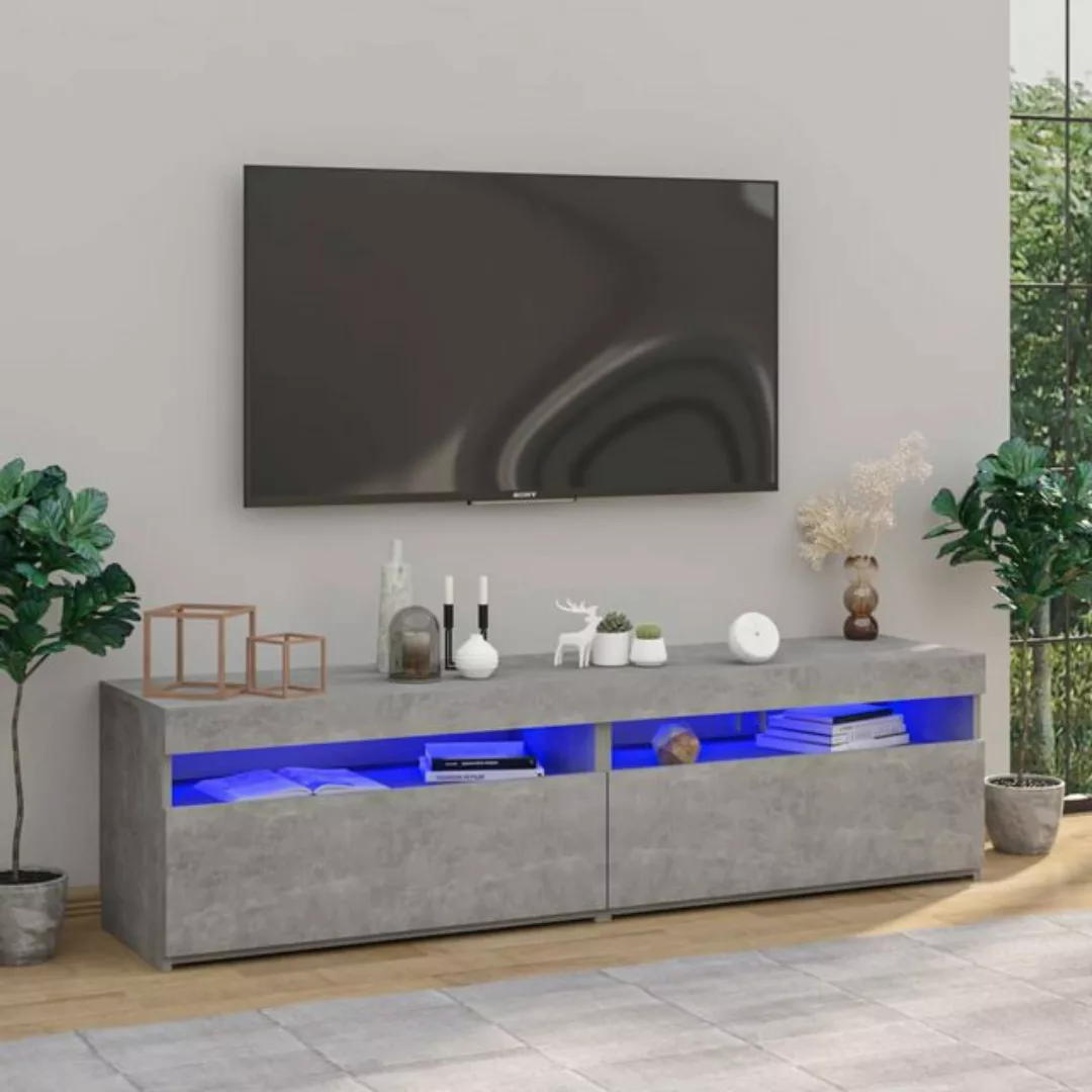 vidaXL TV-Schrank TV-Schränke 2 Stk mit LED-Leuchten Betongrau 75x35x40 cm günstig online kaufen