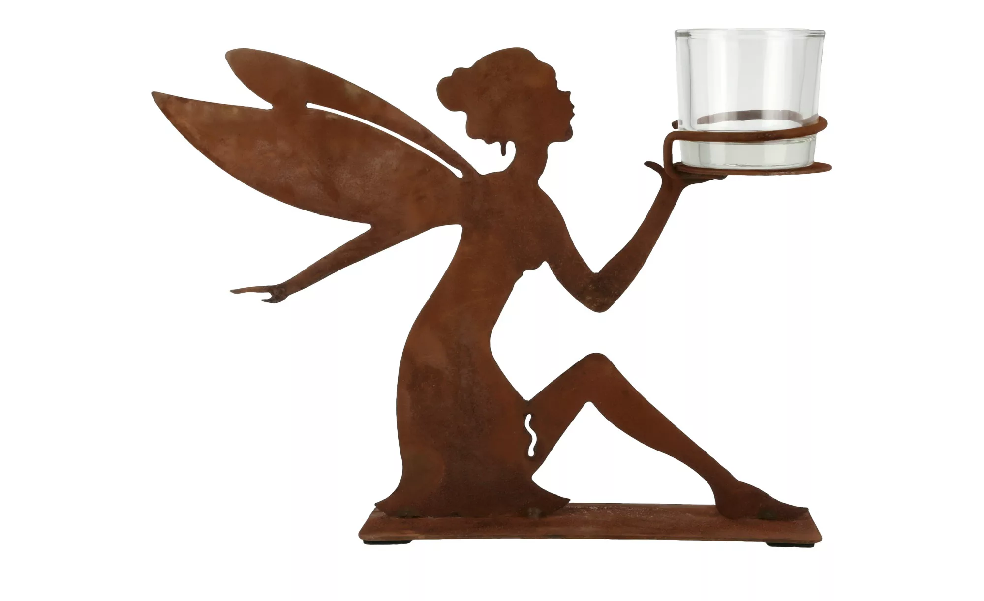 Teelichthalter Elfe - braun - Glas , Metall - 27 cm - 21 cm - 8 cm - Dekora günstig online kaufen