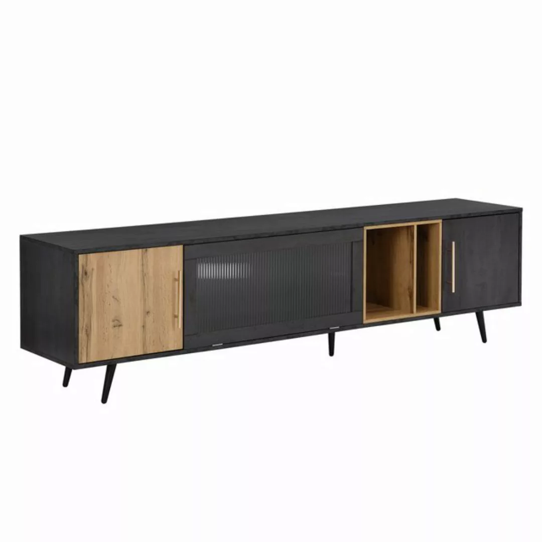 IDEASY TV-Schrank Eleganter TV-bank in Grau mit Glas-Falttüren, 2 bündigen günstig online kaufen