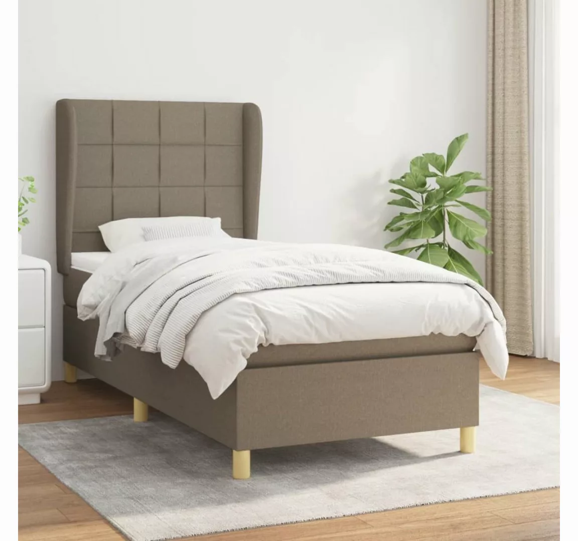 vidaXL Boxspringbett Boxspringbett mit Matratze Taupe 90x200 cm Stoff Bett günstig online kaufen