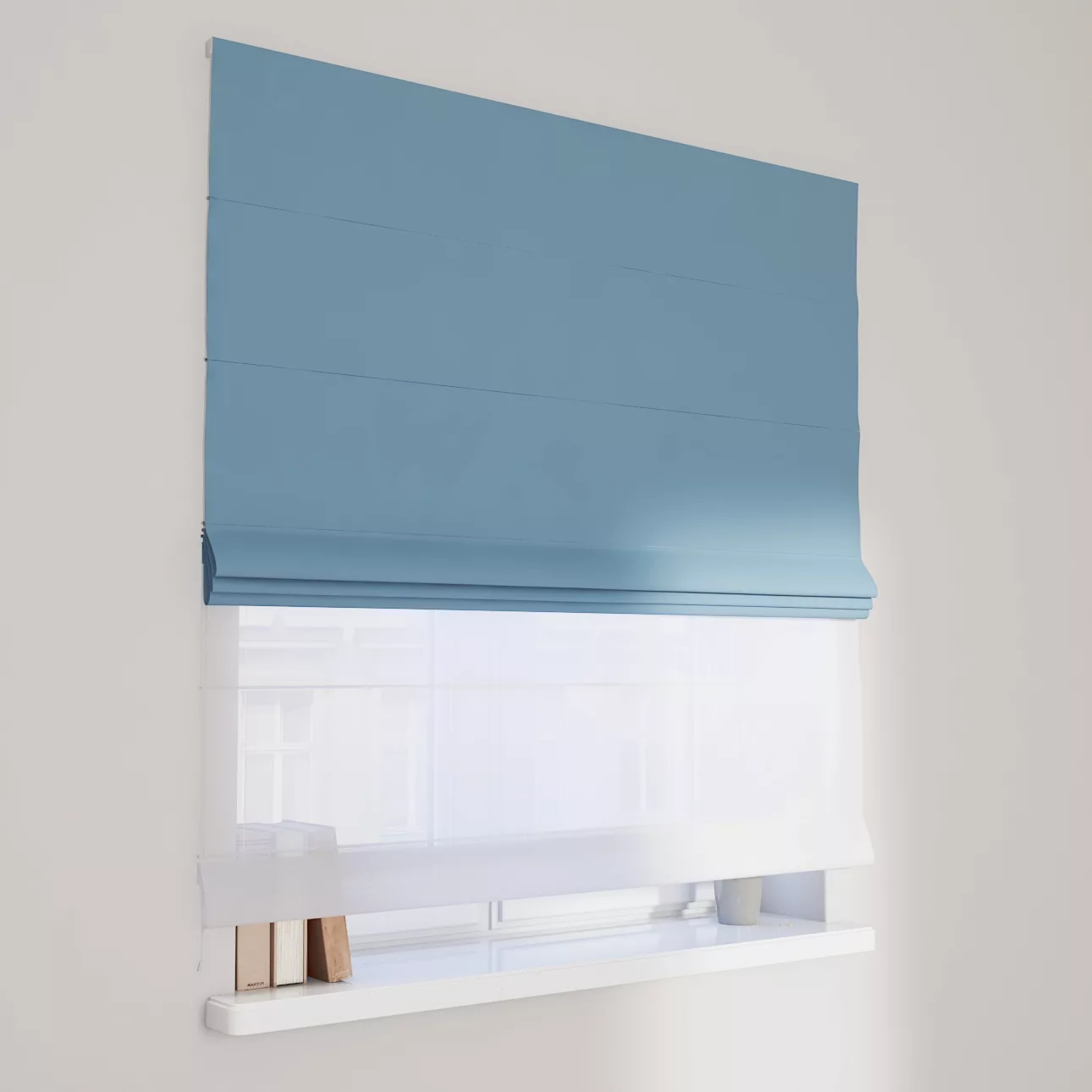 Dekoria Doppelraffrollo Duo, blau, 160 x 170 cm günstig online kaufen