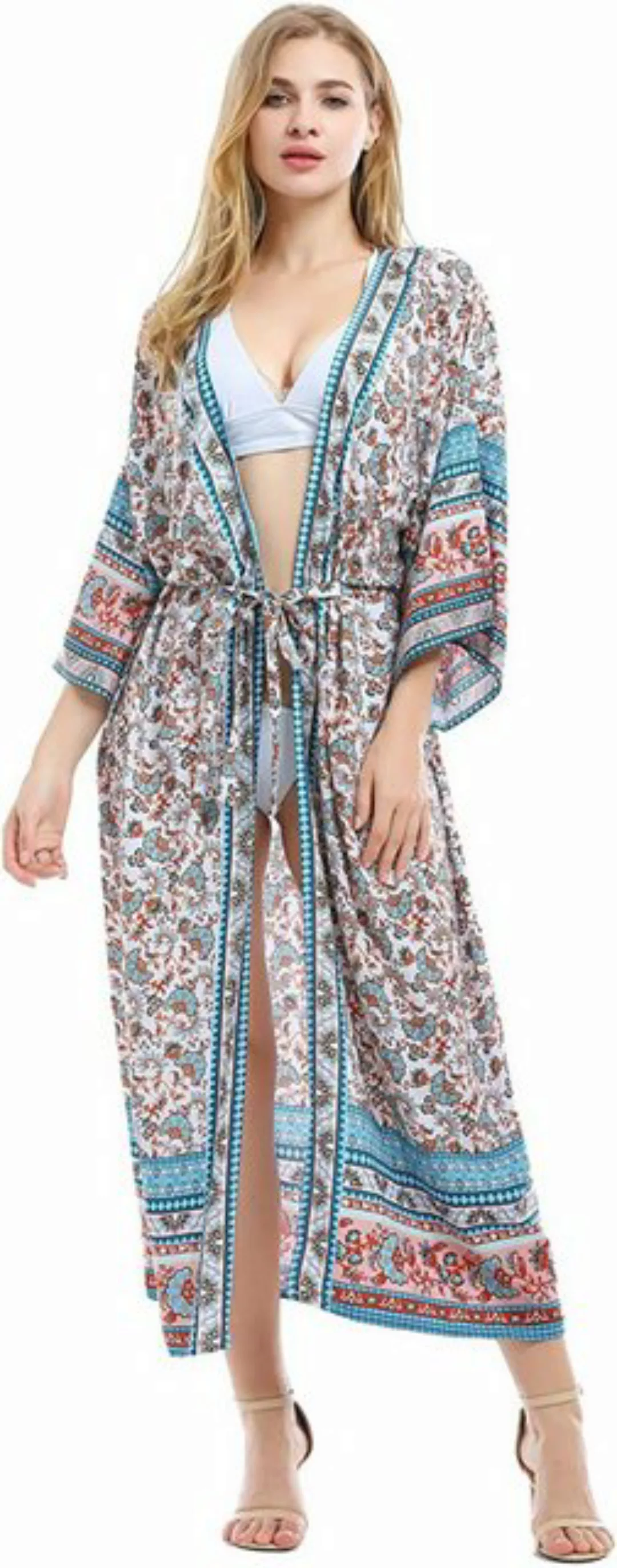 UE Stock Strandkleid Sommer Kimono Strandkleid Lang Chiffon Poncho Bikini T günstig online kaufen