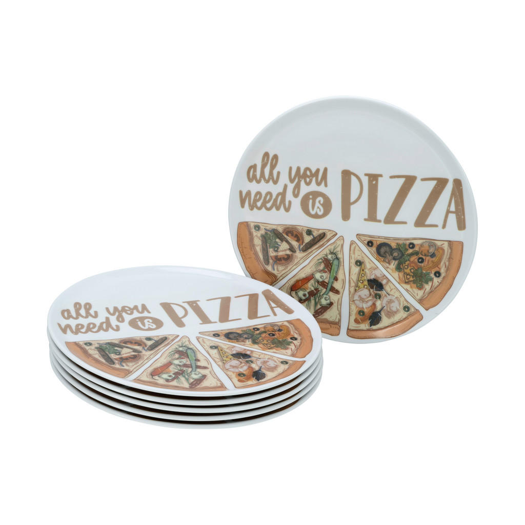 CreaTable Pizzateller-Set Europa bunt Porzellan D: ca. 33 cm günstig online kaufen
