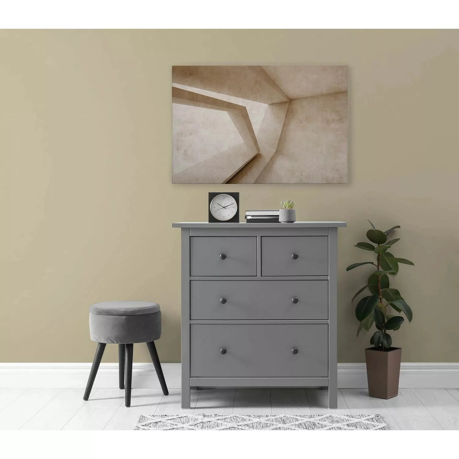 Bricoflor Bild 3D In Beige Industrial Wandbild Geometrisch Ideal Für Schlaf günstig online kaufen