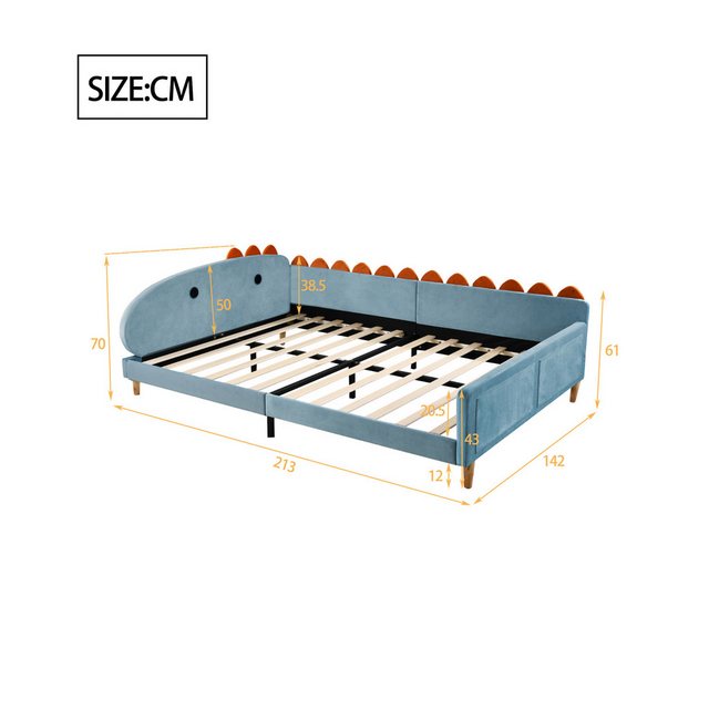 Nebelmeer Kinderbett Kinderbett Polsterbett 140*200 cm, Dinosaurierform mit günstig online kaufen