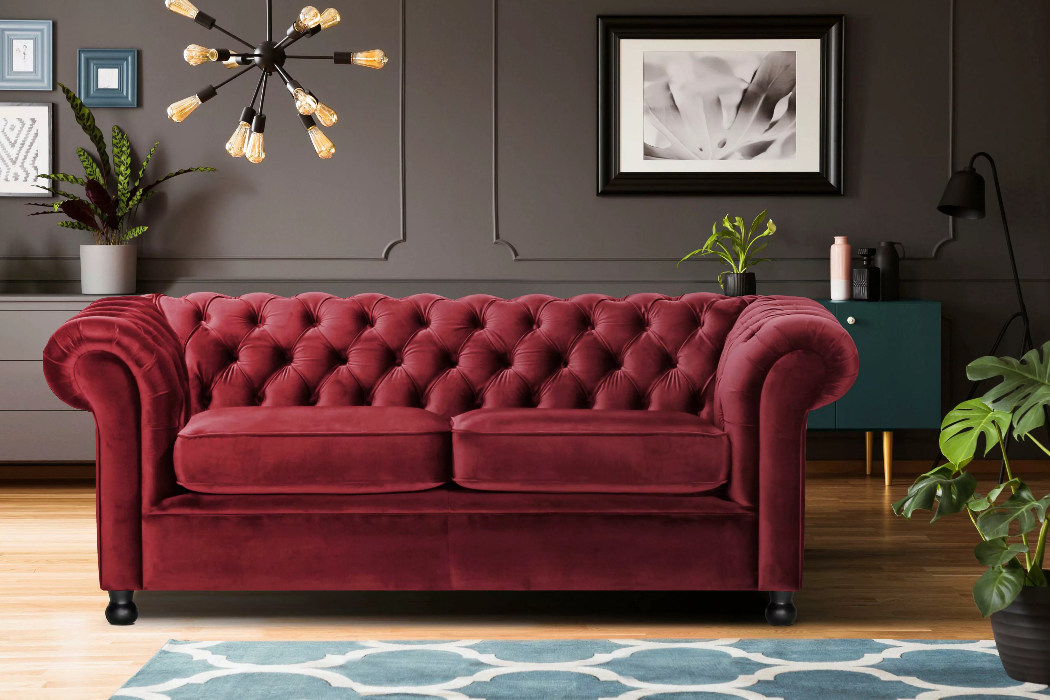 Home affaire Chesterfield-Sofa "Chesterfield Home 3-Sitzer B/T/H: 192/87/75 günstig online kaufen