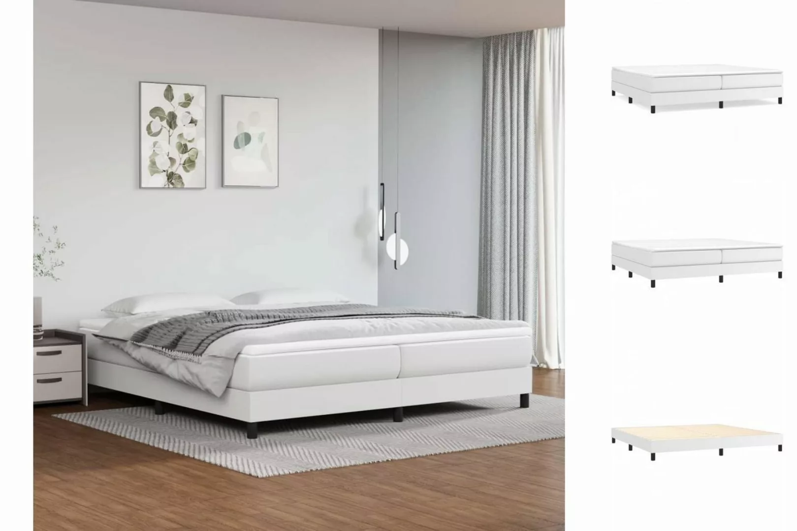 vidaXL Bettgestell Boxspringbett mit Matratze Weiß 200x200 cm Kunstleder Be günstig online kaufen