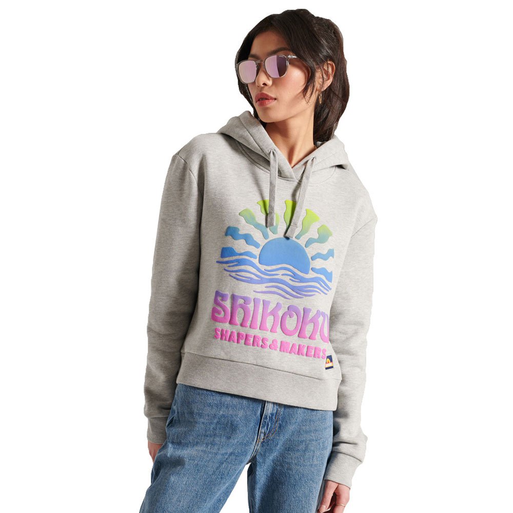 Superdry Cali Surf Crop Kapuzenpullover M Light Grey Marl günstig online kaufen