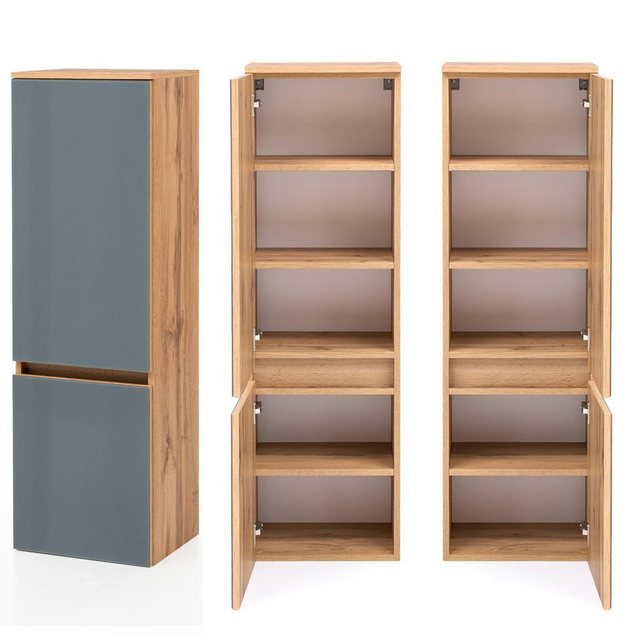 Lomadox Badezimmer Midischrank 40 cm HEERLEN-03 in Wotaneiche Nb. mit Glasf günstig online kaufen