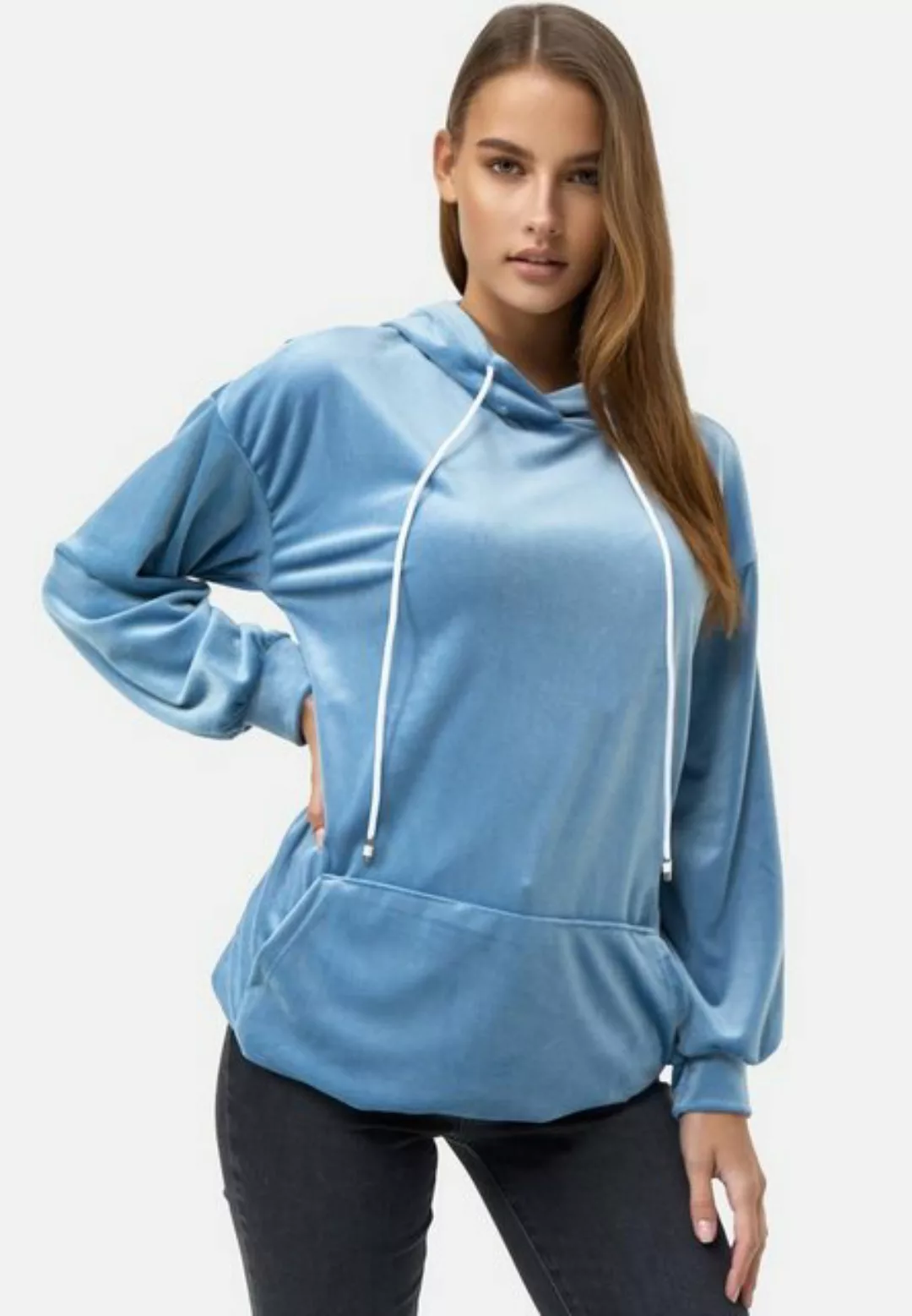 enflame Hoodie Langer Kapuzen Pullover Oversized Hoodie Kleid Velours Sweat günstig online kaufen