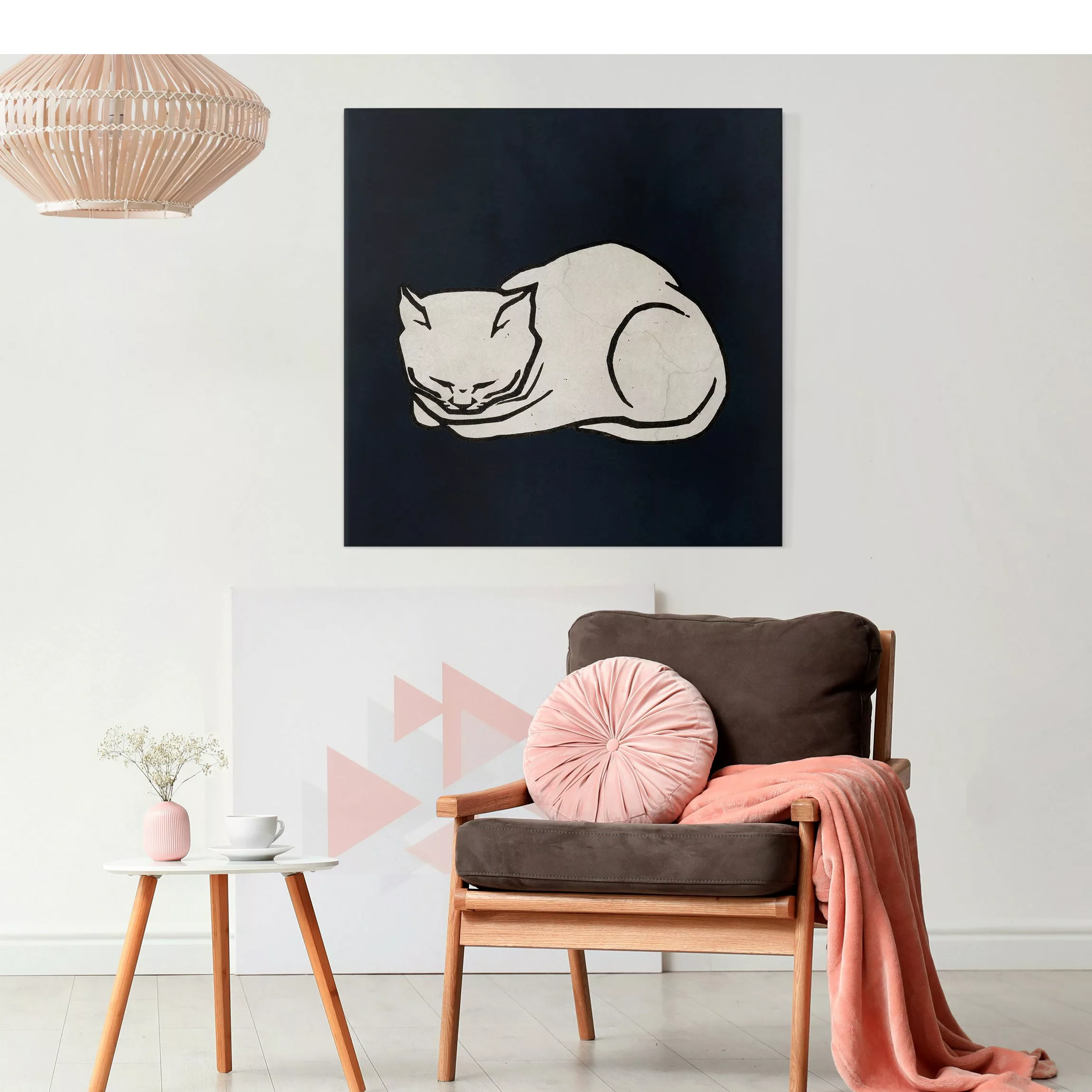 Leinwandbild Schlafende Katze Illustration günstig online kaufen