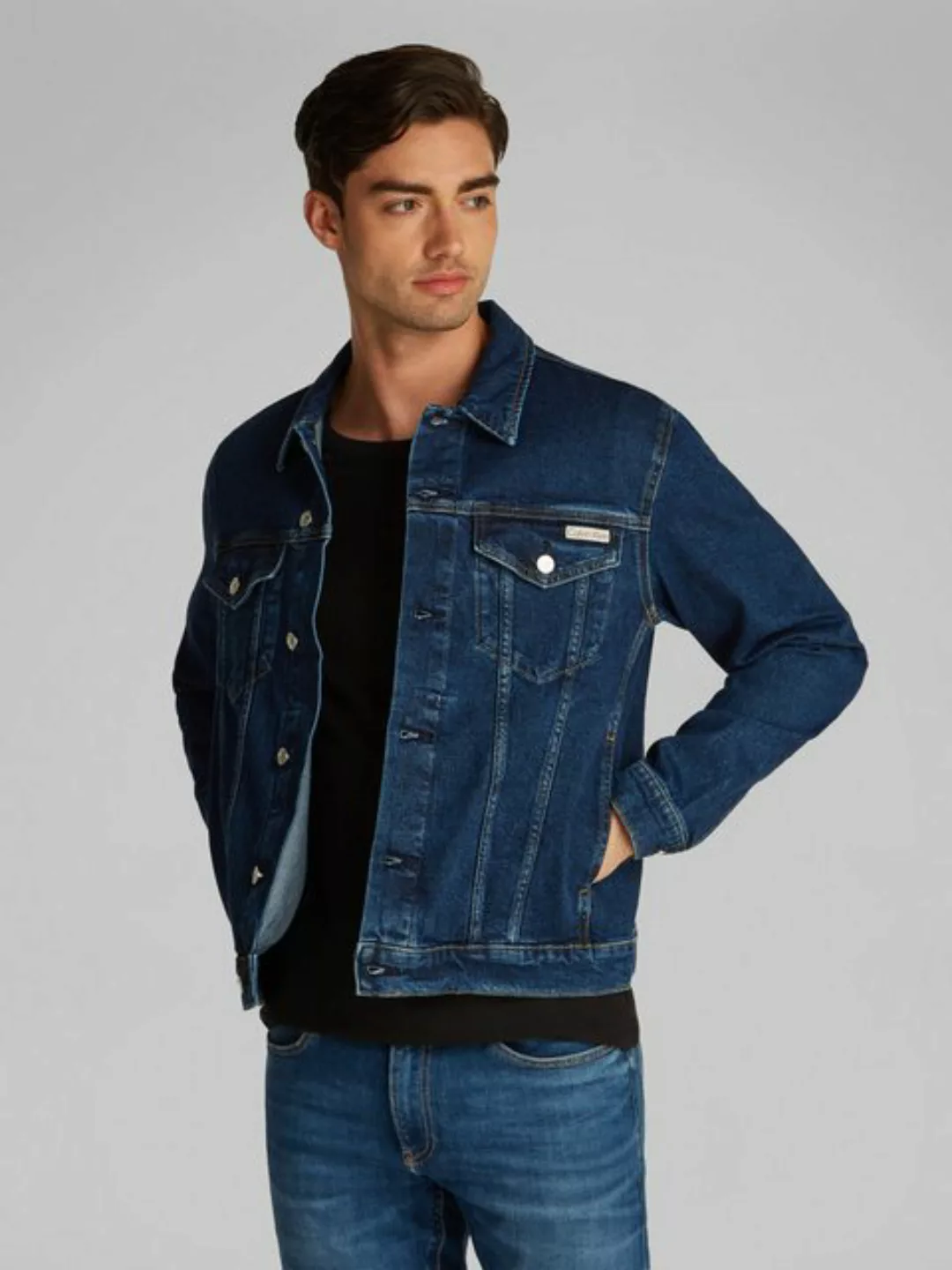 Calvin Klein Jeans Jeansjacke SLIM DENIM JACKET Brusttaschen, Logodruck günstig online kaufen