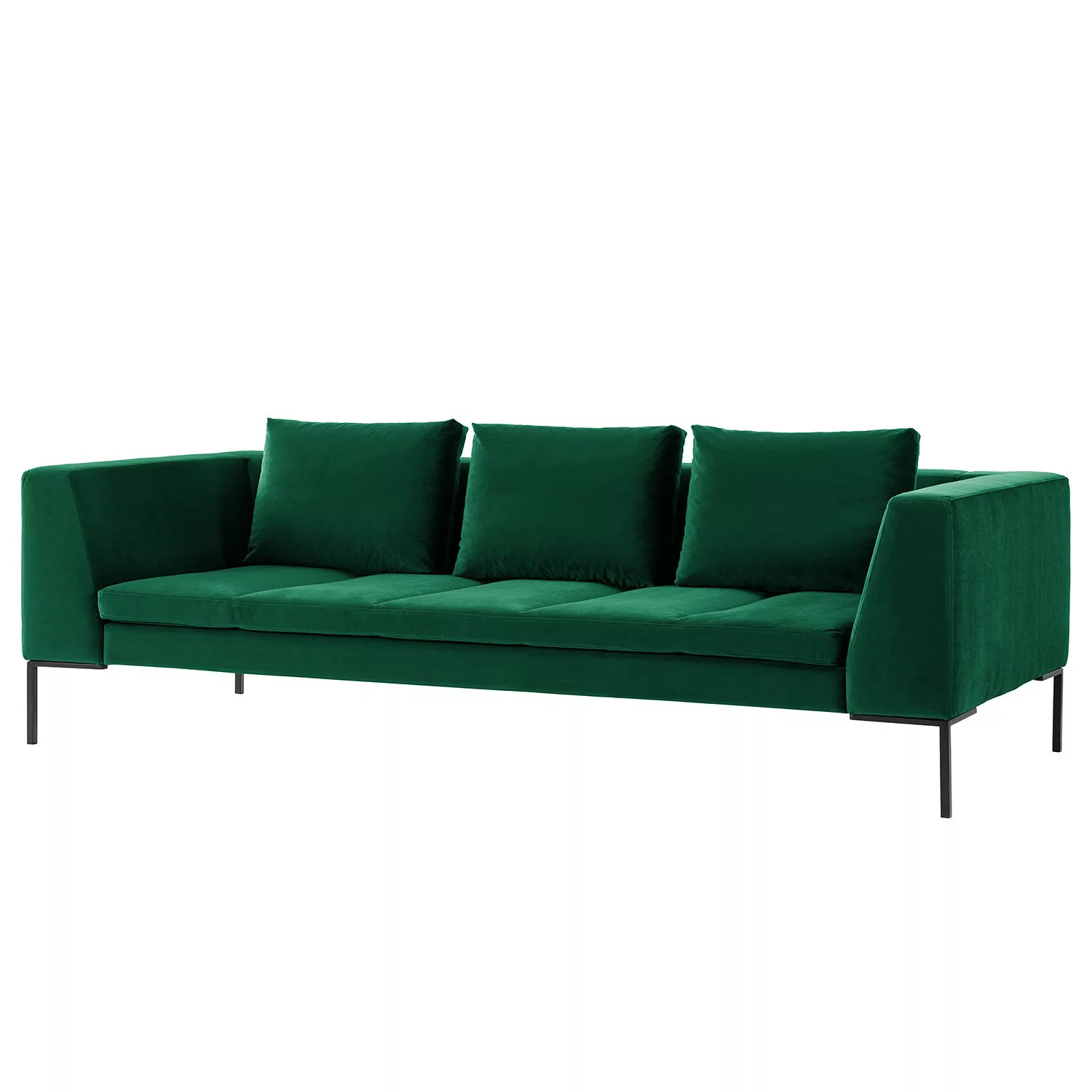 home24 Studio Copenhagen Sofa Madison 3-Sitzer Dunkelgrün Samt 238x82x105 c günstig online kaufen