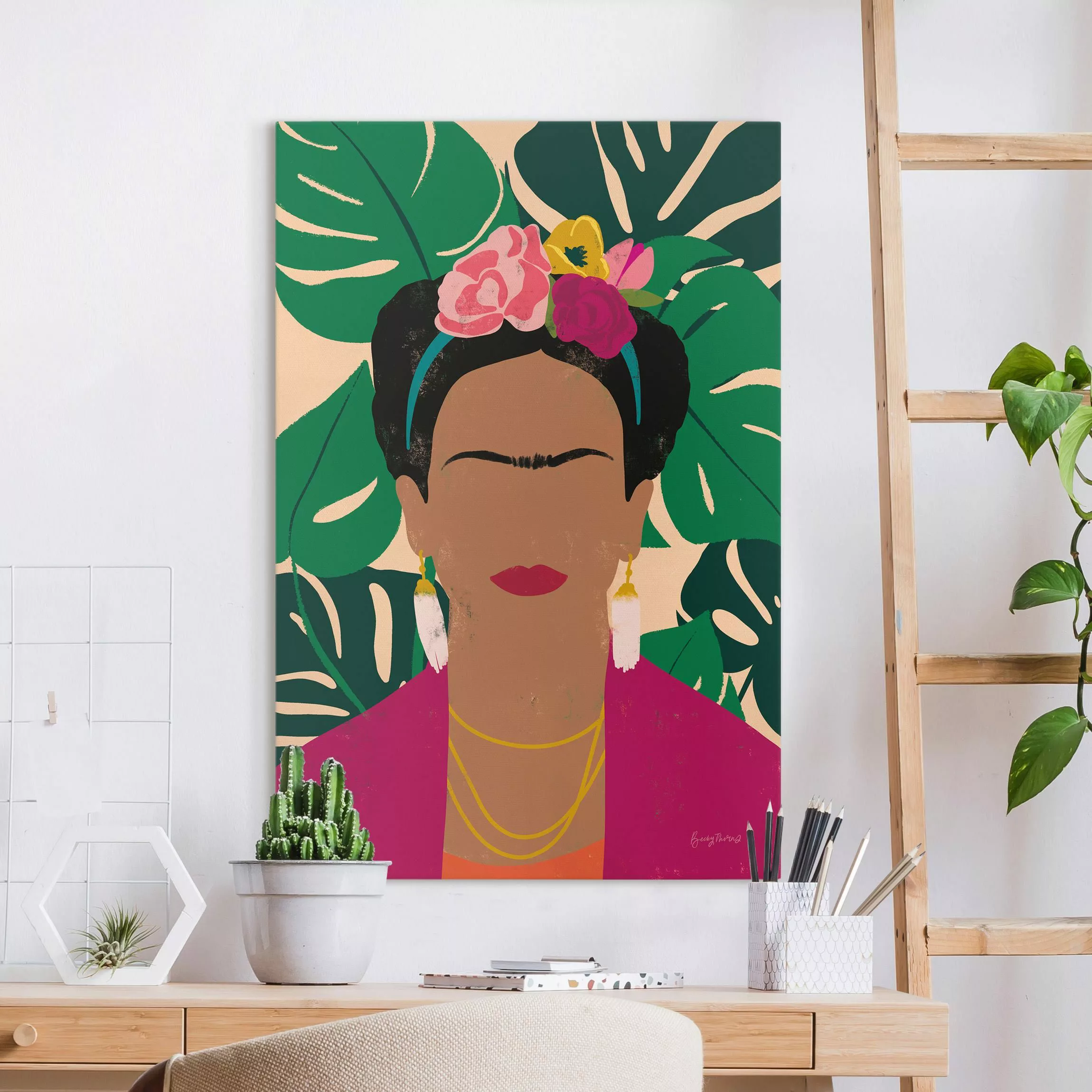 Leinwandbild Frida tropische Collage günstig online kaufen
