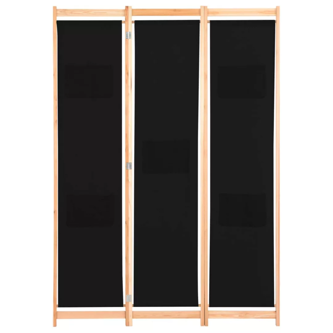 3-teiliger Raumteiler Schwarz 120 X 170 X 4 Cm Stoff günstig online kaufen