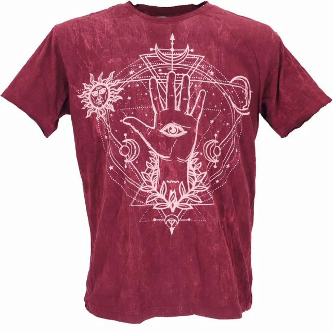 Guru-Shop T-Shirt Mirror Herren T-Shirt, Yoga Shirt - Hamsa Hand/.. Goa Sty günstig online kaufen