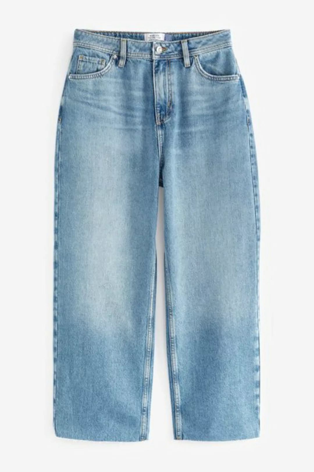 Next Weite Jeans Unversäuberte Cropped-Jeans mit weitem Bein (1-tlg) günstig online kaufen