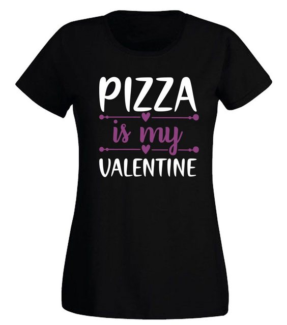 G-graphics Print-Shirt Damen T-Shirt - Pizza is my Valentine Slim-fit, mit günstig online kaufen