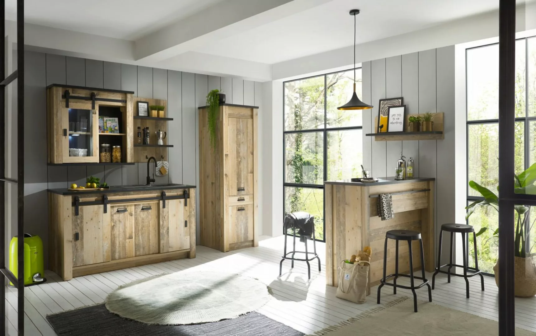 Furn.Design Küchenbuffet Stove (Küche in Used Wood 6-teilig, inklusive Küch günstig online kaufen