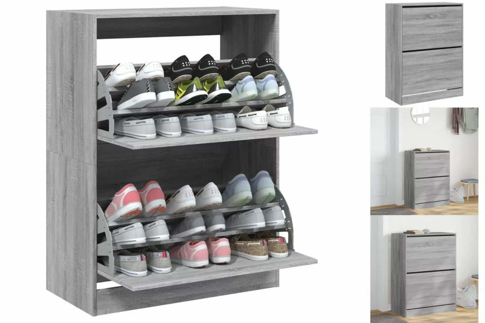 vidaXL Schuhschrank Schuhschrank mit 2 Klappen Grau Sonoma 80x42x108 cm günstig online kaufen