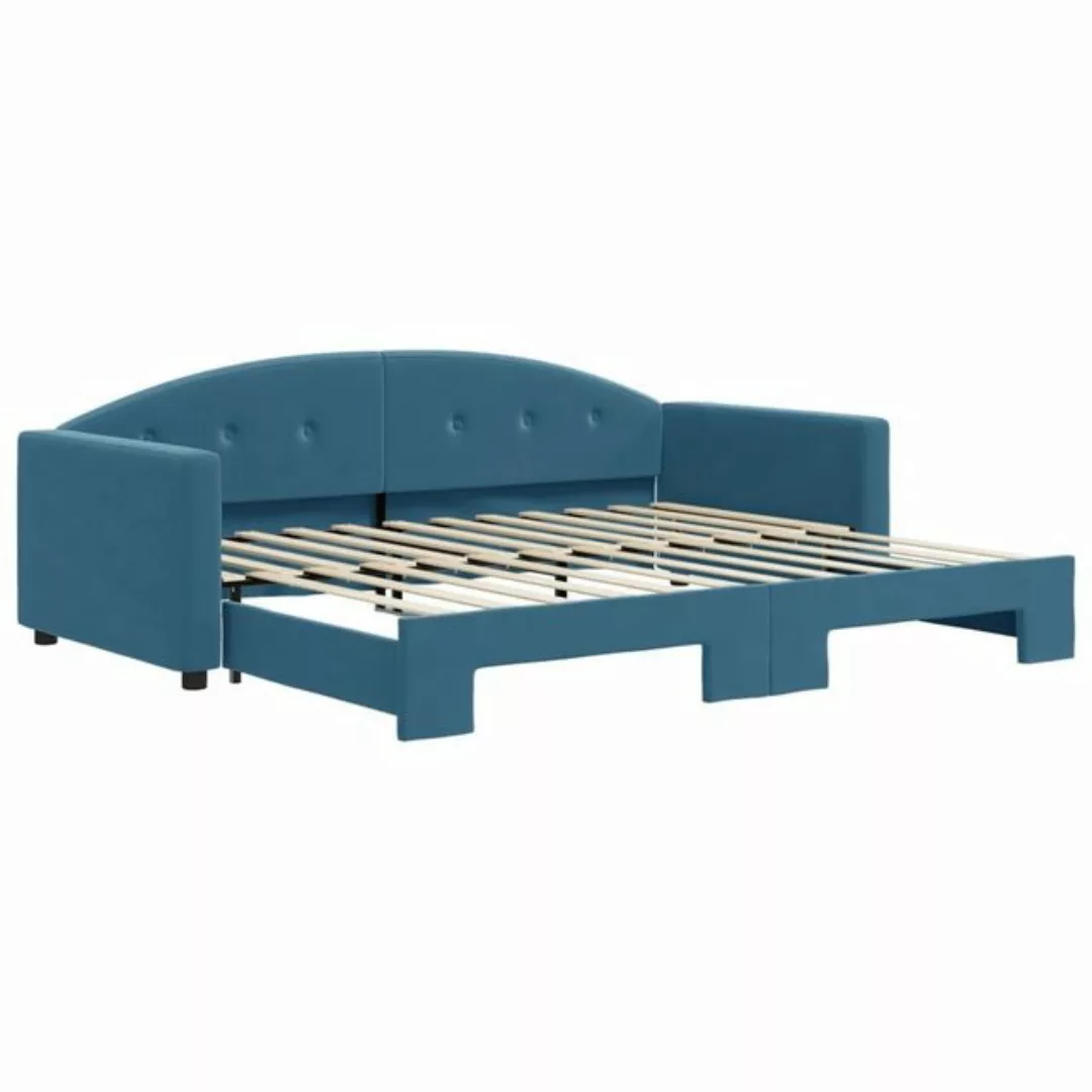 vidaXL Bett Tagesbett Ausziehbar Blau 90x200 cm Samt günstig online kaufen