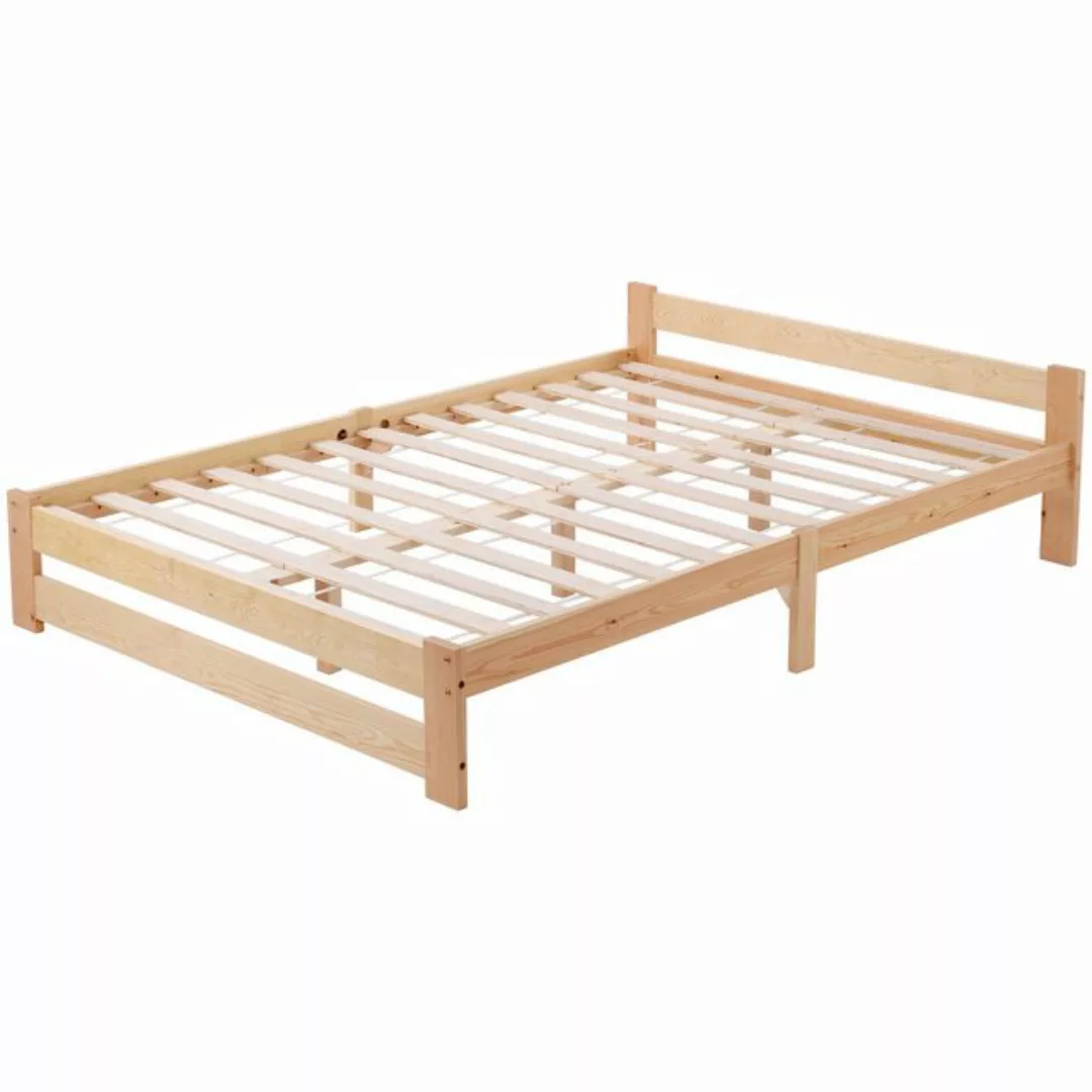 DOPWii Holzbett 200x140cm Solide Massivholzbett Futonbett Massivholz Natur günstig online kaufen