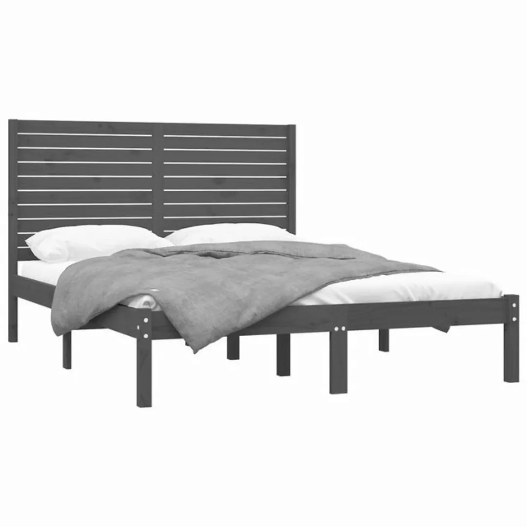 vidaXL Bettgestell Massivholzbett Grau 120x200 cm Bett Bettrahmen Bettgeste günstig online kaufen