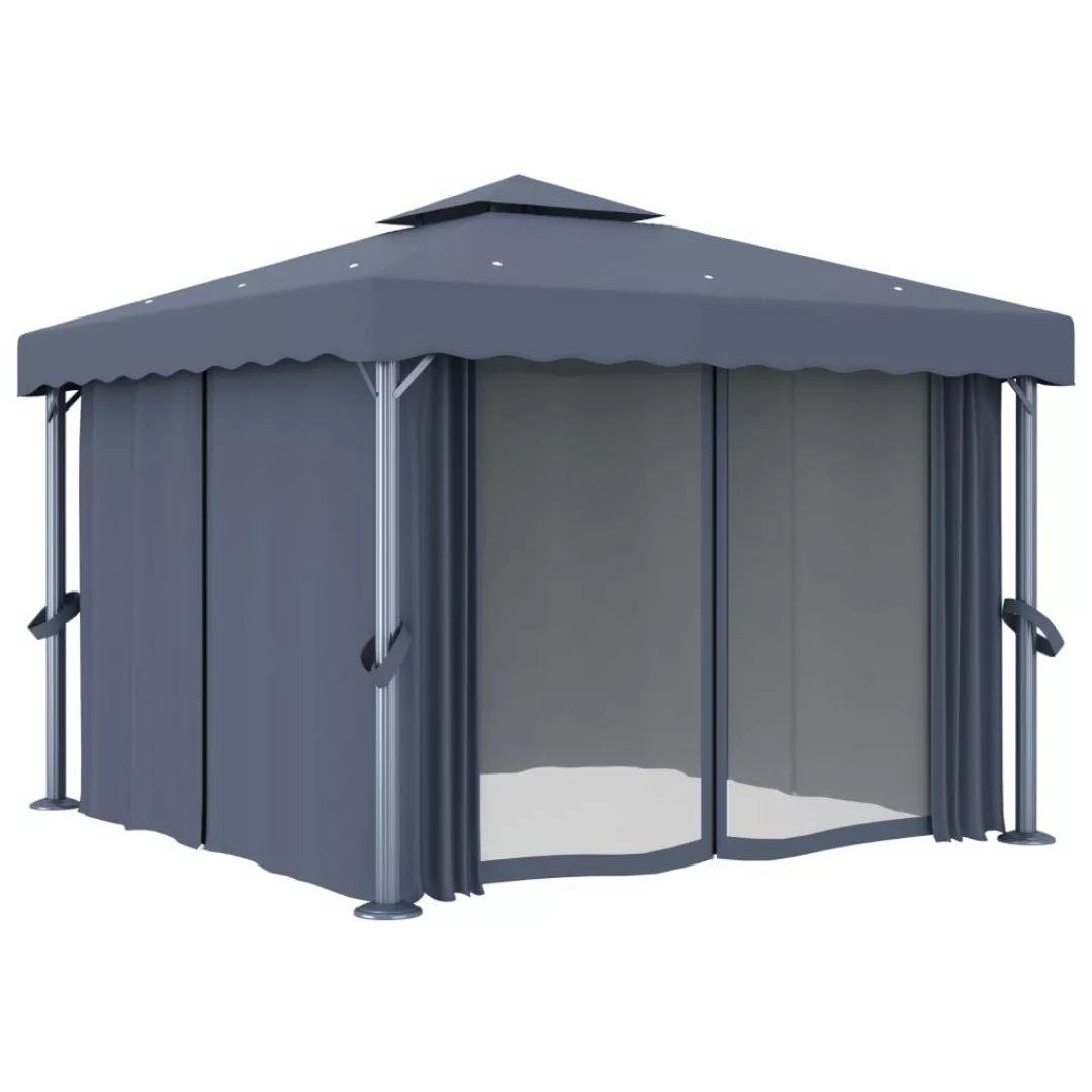 Pavillon Mit Vorhang 3x3 M Anthrazit Aluminium günstig online kaufen