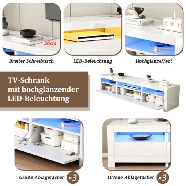 XDOVET TV-Schrank TV-Schrank mit LED-Beleuchtung und Stauraum, TV-Ständer b günstig online kaufen