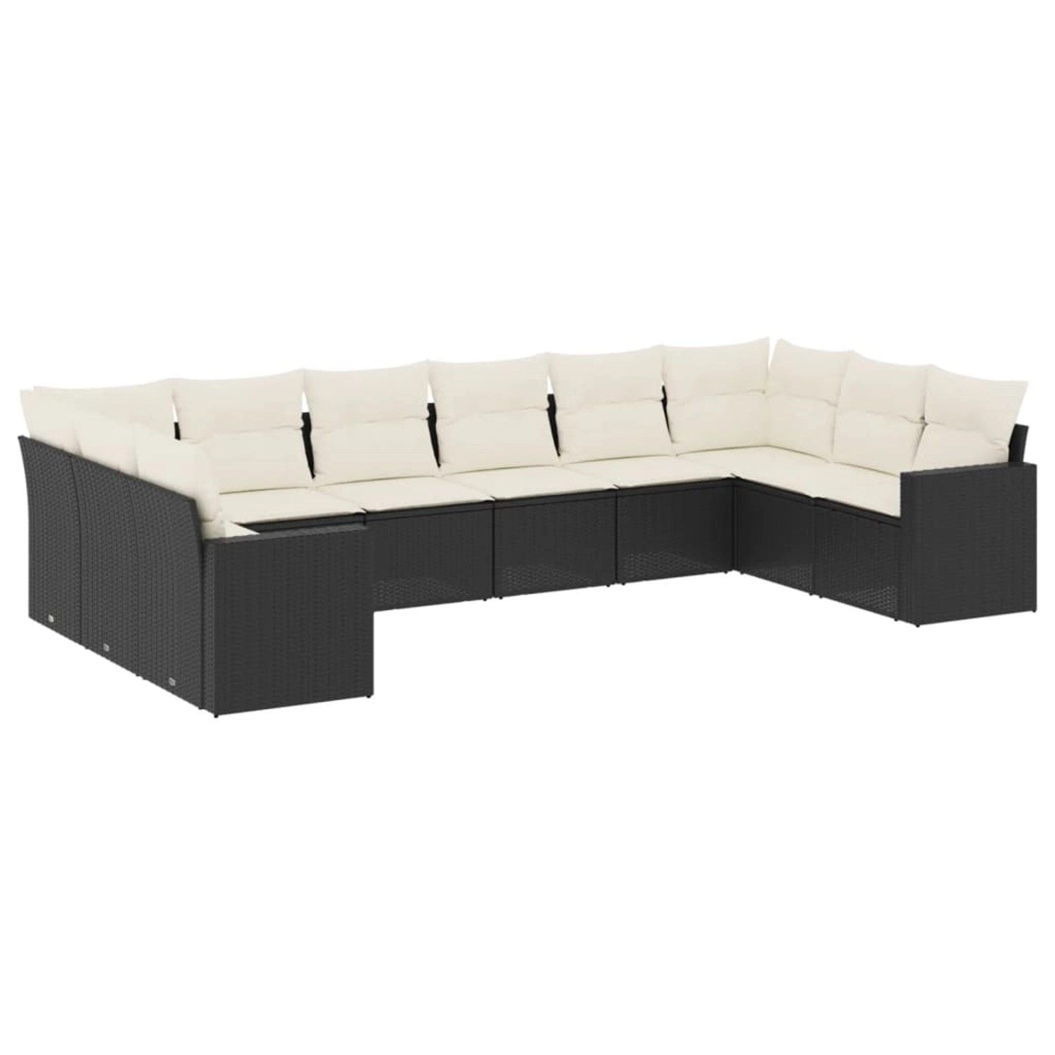 vidaXL 10-Tlg Garten-Sofagarnitur mit Kissen Schwarz Poly Rattan 3219456 günstig online kaufen
