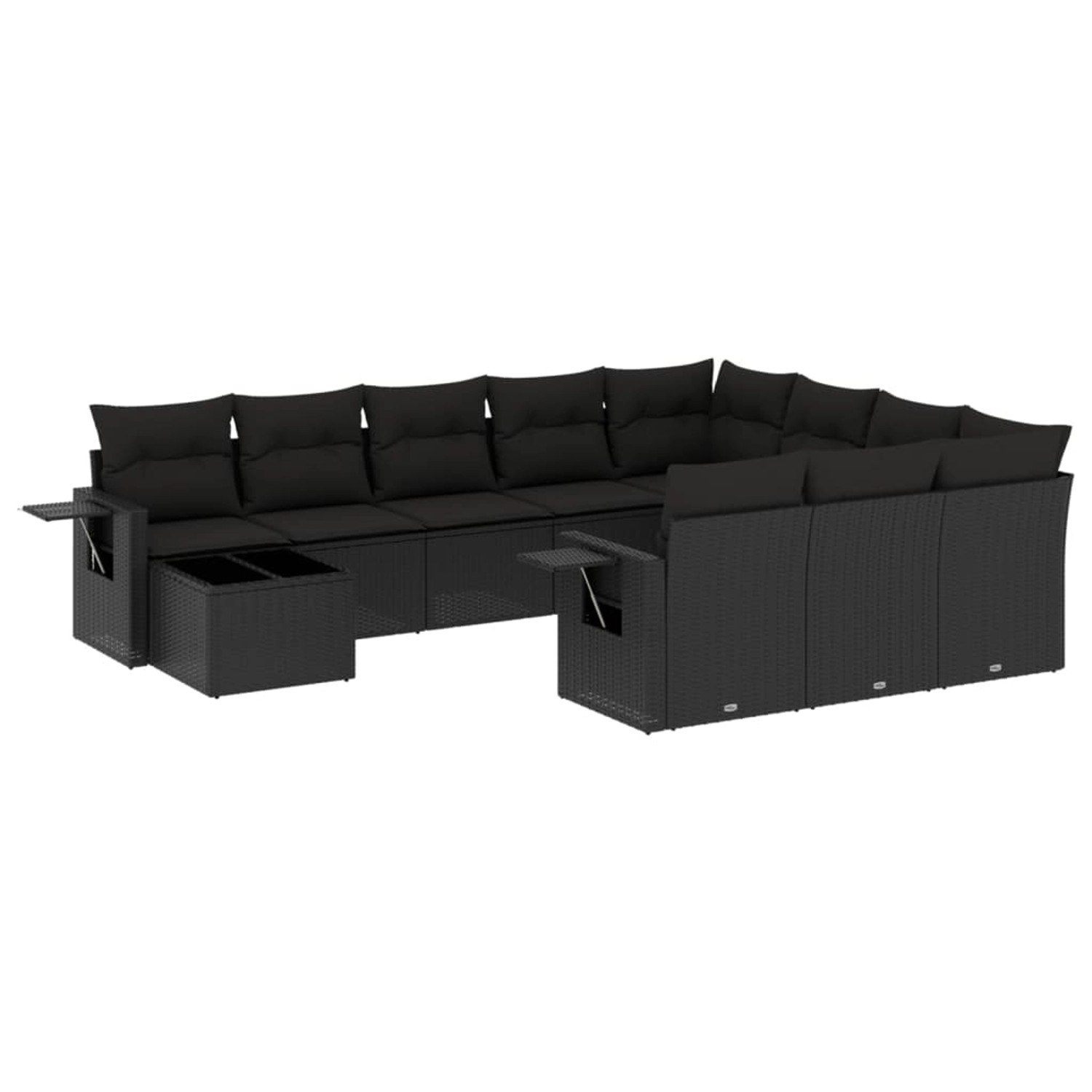 vidaXL 11-Tlg Garten-Sofagarnitur mit Kissen Schwarz Poly Rattan 3253062 günstig online kaufen