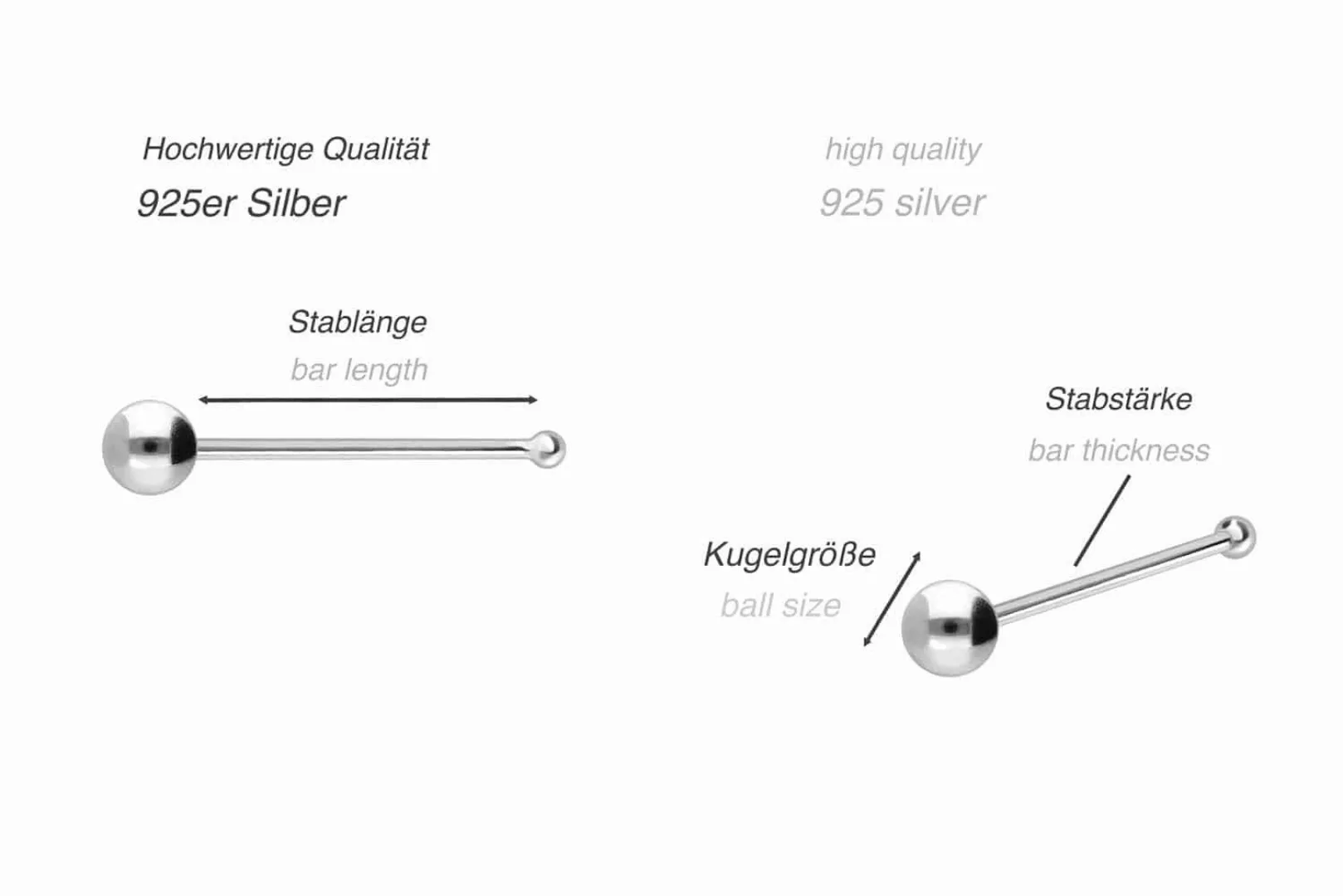 PIERCINGLINE Nasenpiercing SET 925er Silber Nasenstecker günstig online kaufen