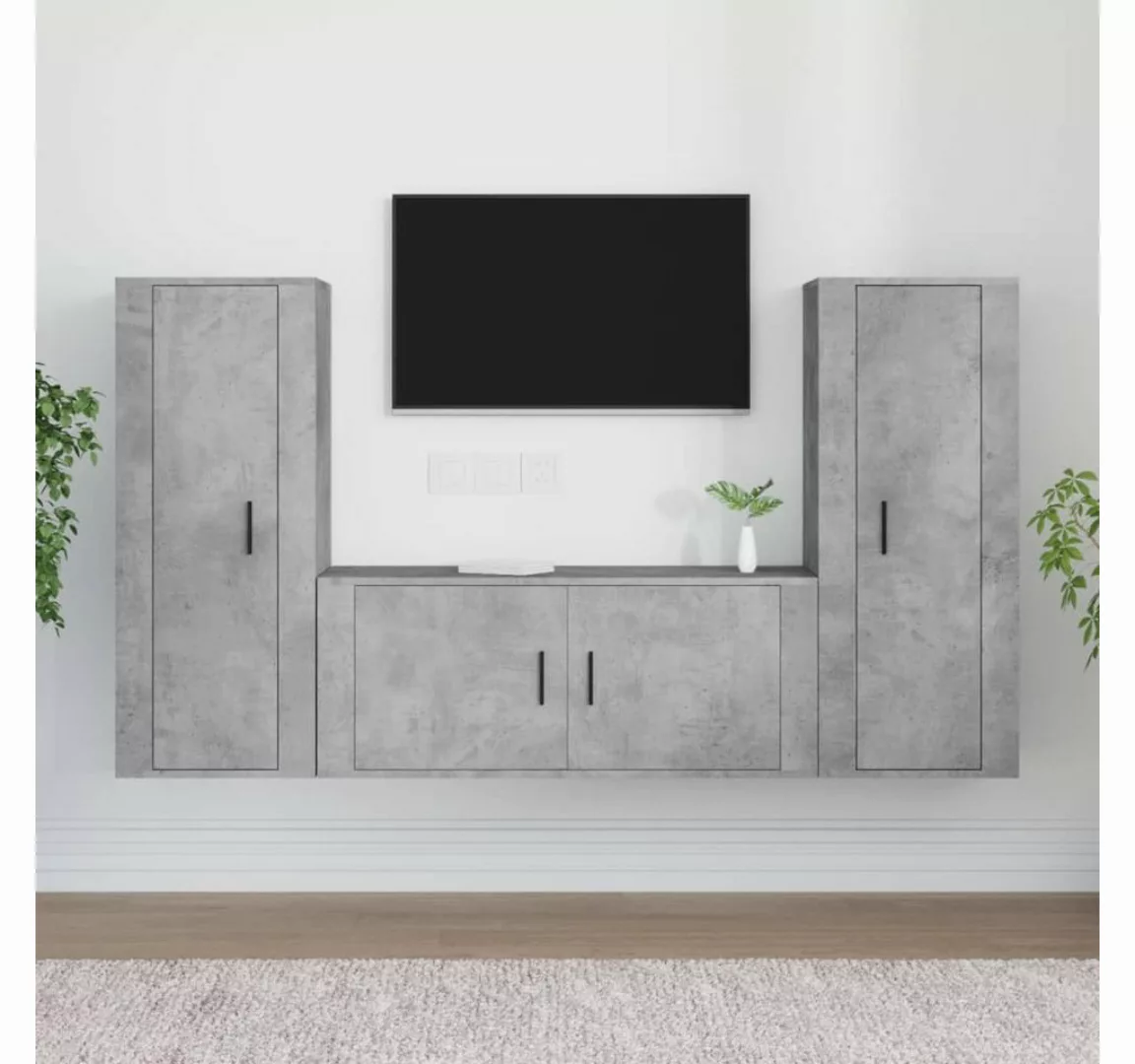 furnicato TV-Schrank 3-tlg. TV-Schrank-Set Betongrau Holzwerkstoff günstig online kaufen