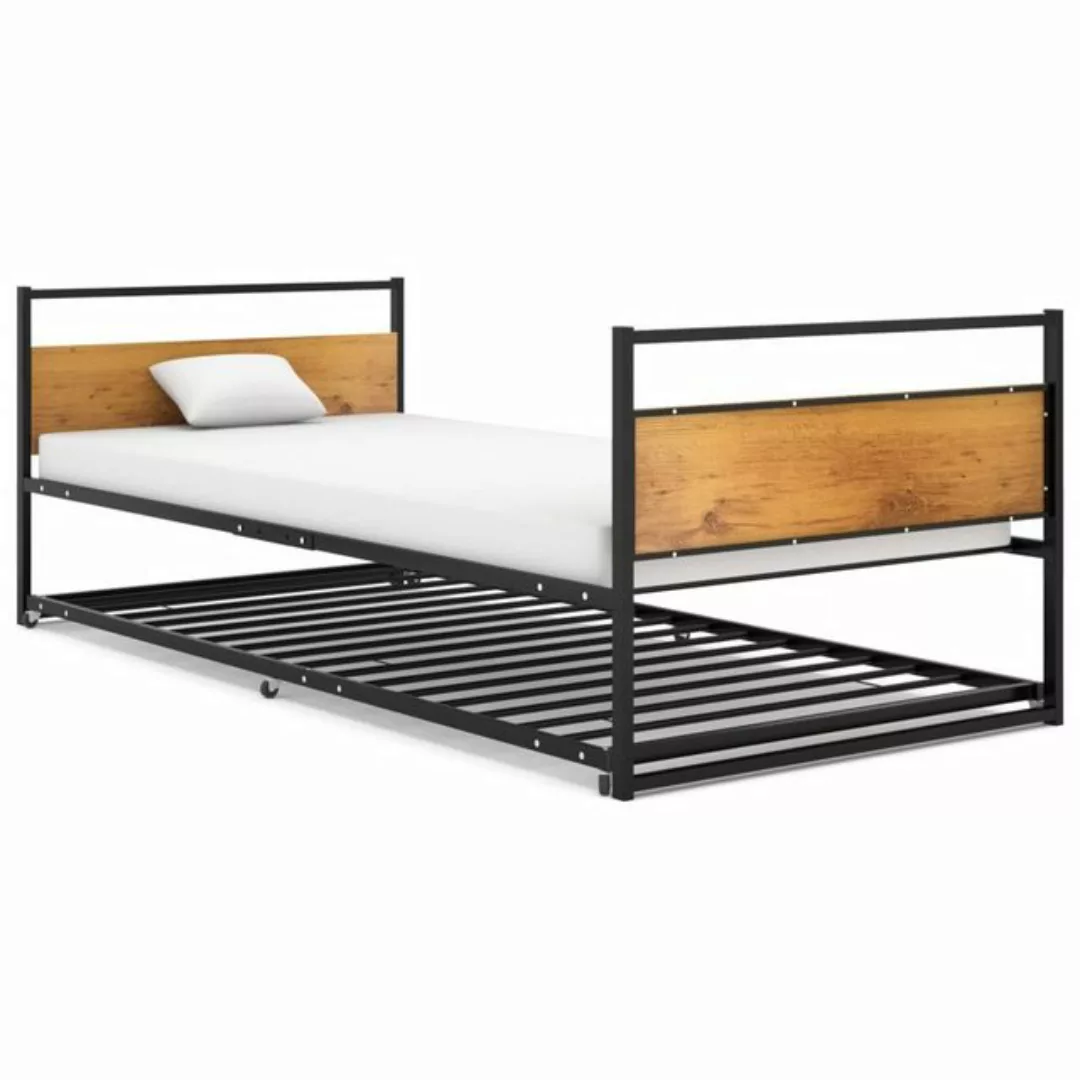 furnicato Bett Ausziehbett Schwarz Metall 90x200 cm (1-tlg) günstig online kaufen