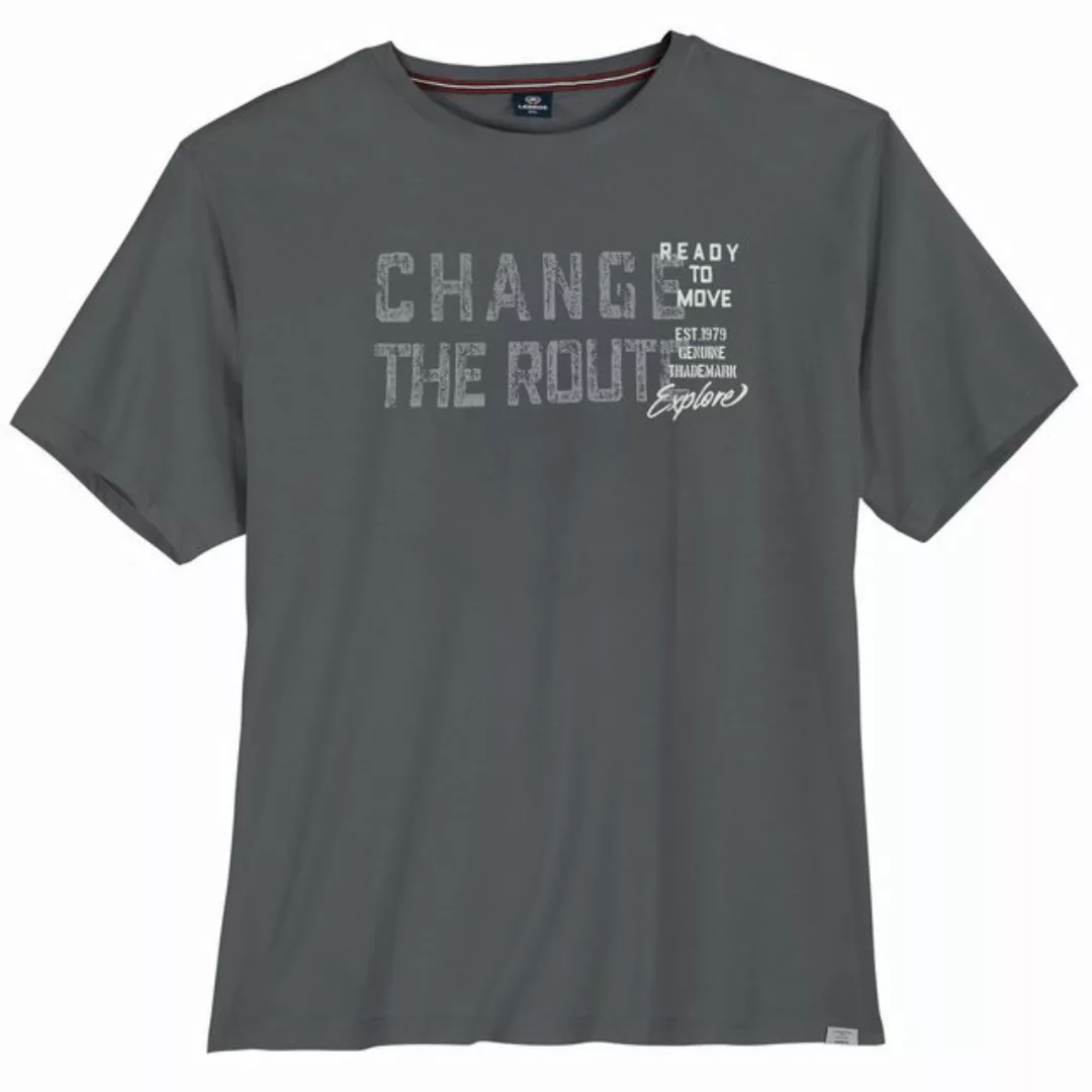 LERROS Rundhalsshirt Lerros XXL T-Shirt grau Frontprint CHANGE THE ROUTE günstig online kaufen