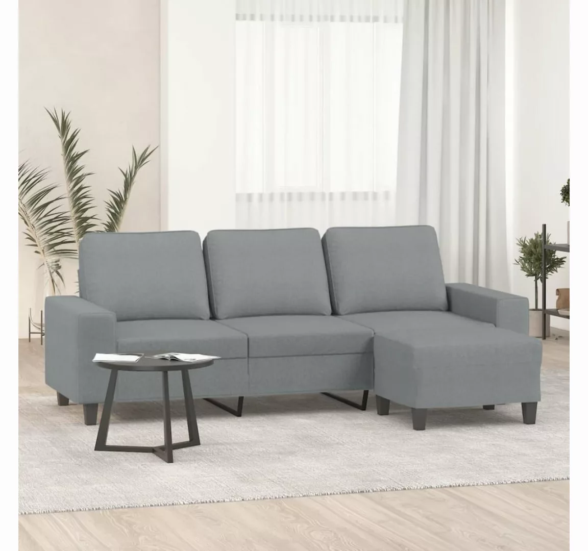 vidaXL Sofa 3-Sitzer-Sofa mit Hocker 180 cm Stoff, Hellgrau günstig online kaufen