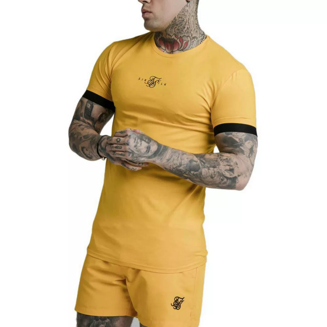 Siksilk Inset Elastic Cuff Gym Kurzärmeliges T-shirt M Yellow günstig online kaufen