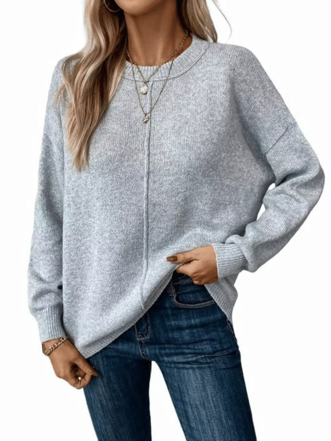 Nebelmeer Strickpullover Pullover Modischer Pullover Damen Lässiger Lockere günstig online kaufen