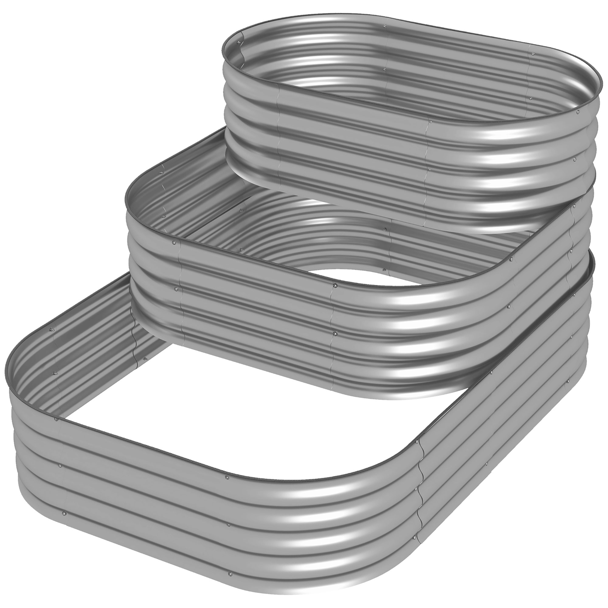 Outsunny Hochbeet aus Metall, 3-stufiger Pflanzkasten, DIY Blumenkasten, Kr günstig online kaufen